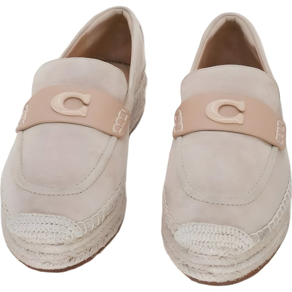 Coach Camilla Logo Espadrille Slip-On Beige Tan Suede Flats Women US 7M EU 37.5 - Picture 5 of 6